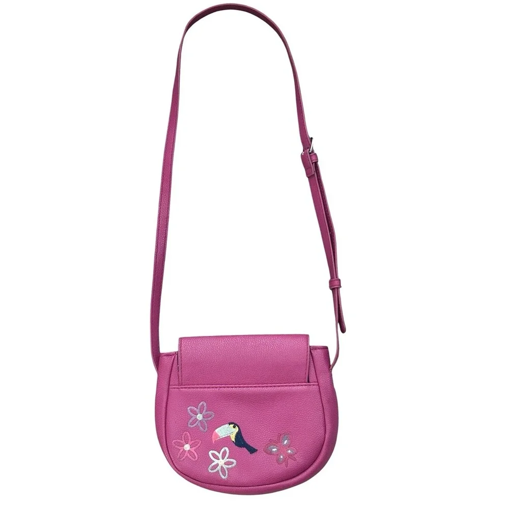 Disney Store Encanto Crossbody Bag Girls Pink Magenta Embroidered Travel Floral